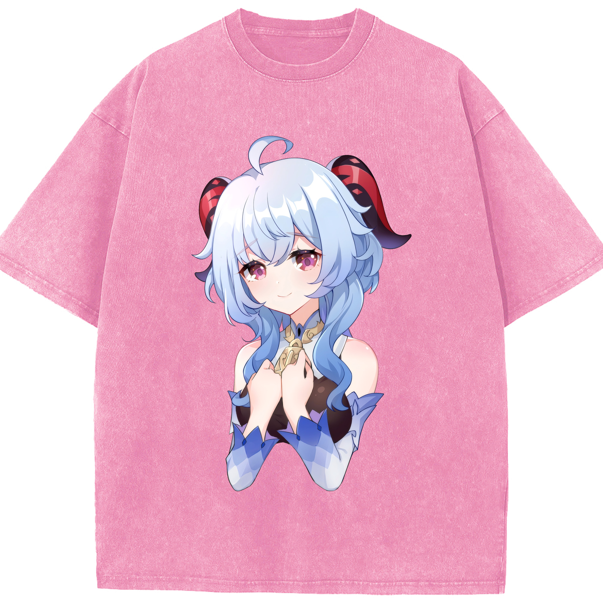 げんし神 甘雨 かんう genshin Ganyu 綿100% ヴィンテージ風 半袖Tシャツ（フロントプリント）